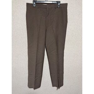 Haggar Mens Brown Dress Pants 36x30 Wool Blend Flat Front Straight Leg Trousers